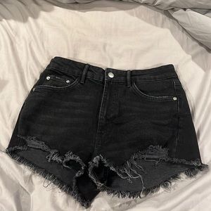 Black distressed Zara shorts